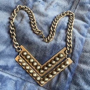 Distressed Silver Chunky Spike Necklace